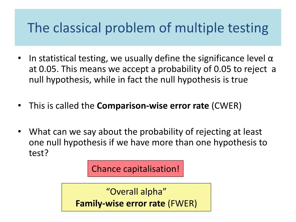 the classical problem of multiple testing
