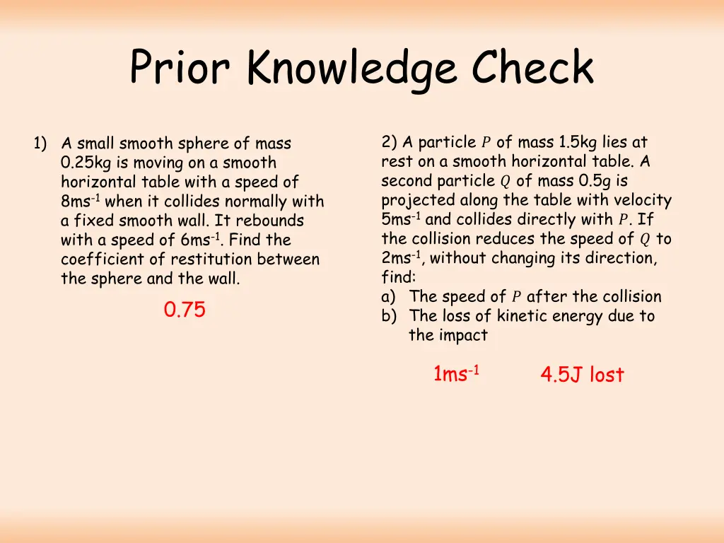 prior knowledge check