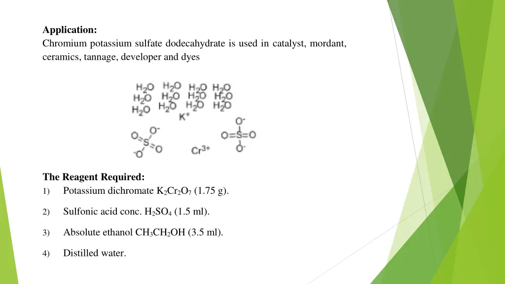 application chromium potassium sulfate