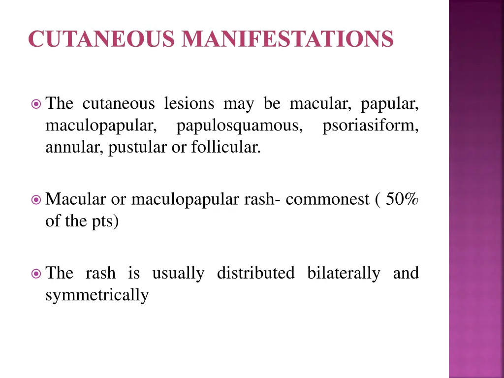cutaneous manifestations