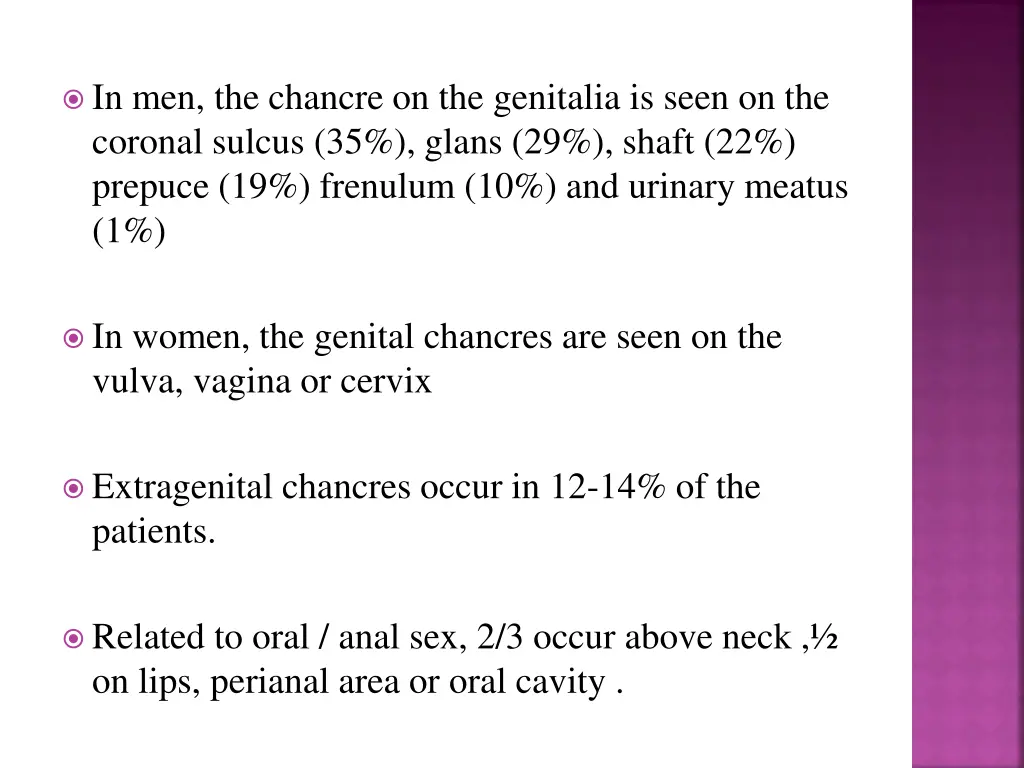 in men the chancre on the genitalia is seen