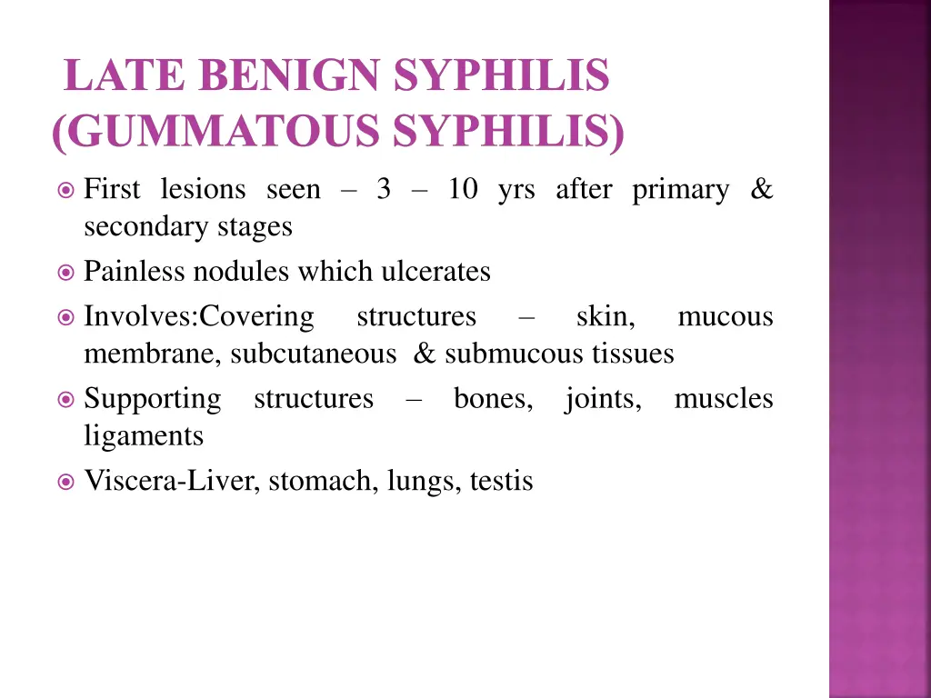late benign syphilis gummatous syphilis