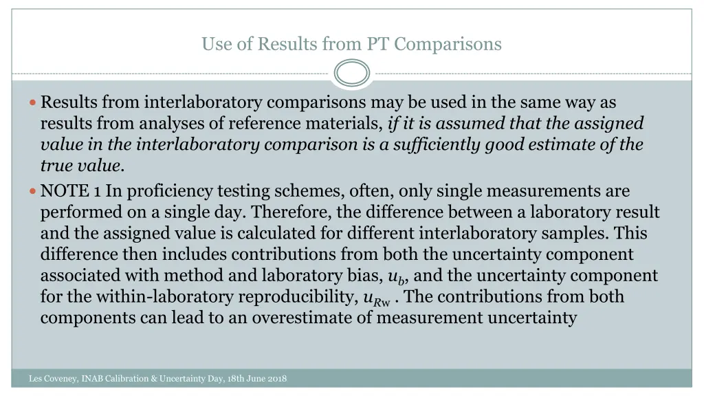 use of results from pt comparisons