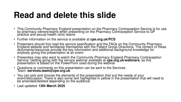read and delete this slide
