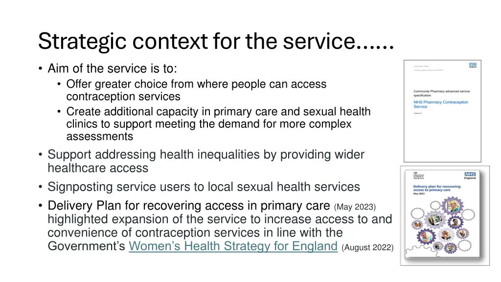 strategic context for the service