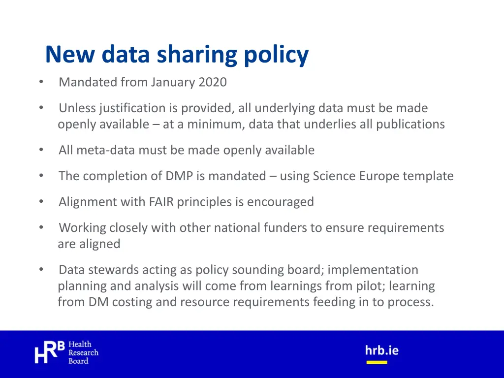 new data sharing policy mandated from january 2020