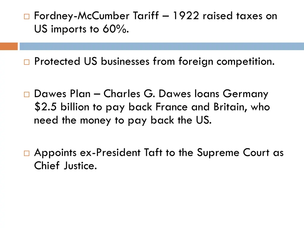 fordney mccumber tariff 1922 raised taxes
