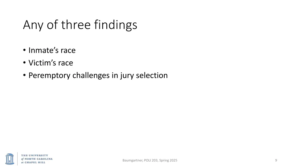any of three findings