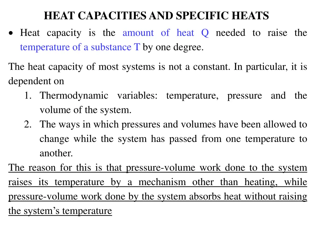 heat capacities and specific heats heat capacity