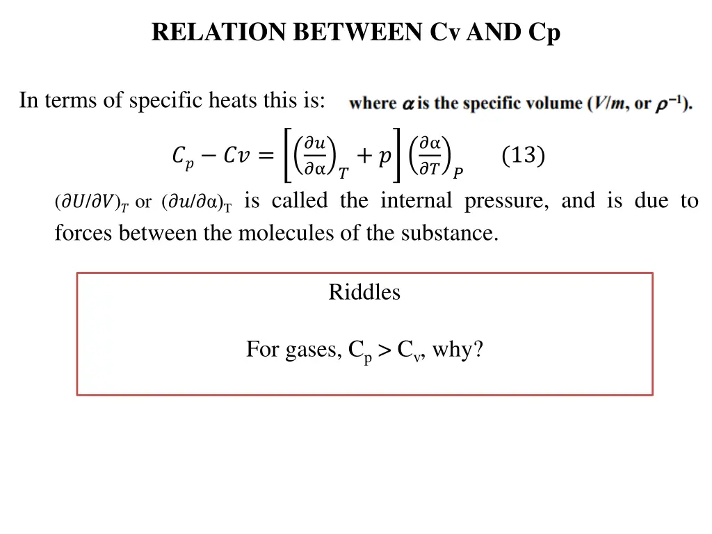 relation between cv and cp 1