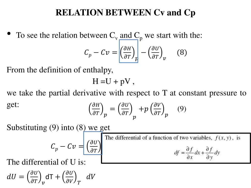 relation between cv and cp
