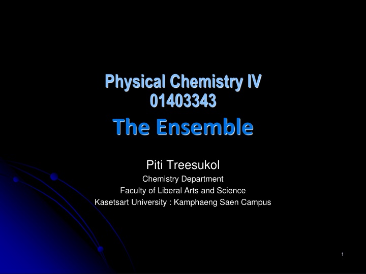 physical chemistry iv 01403343 the ensemble