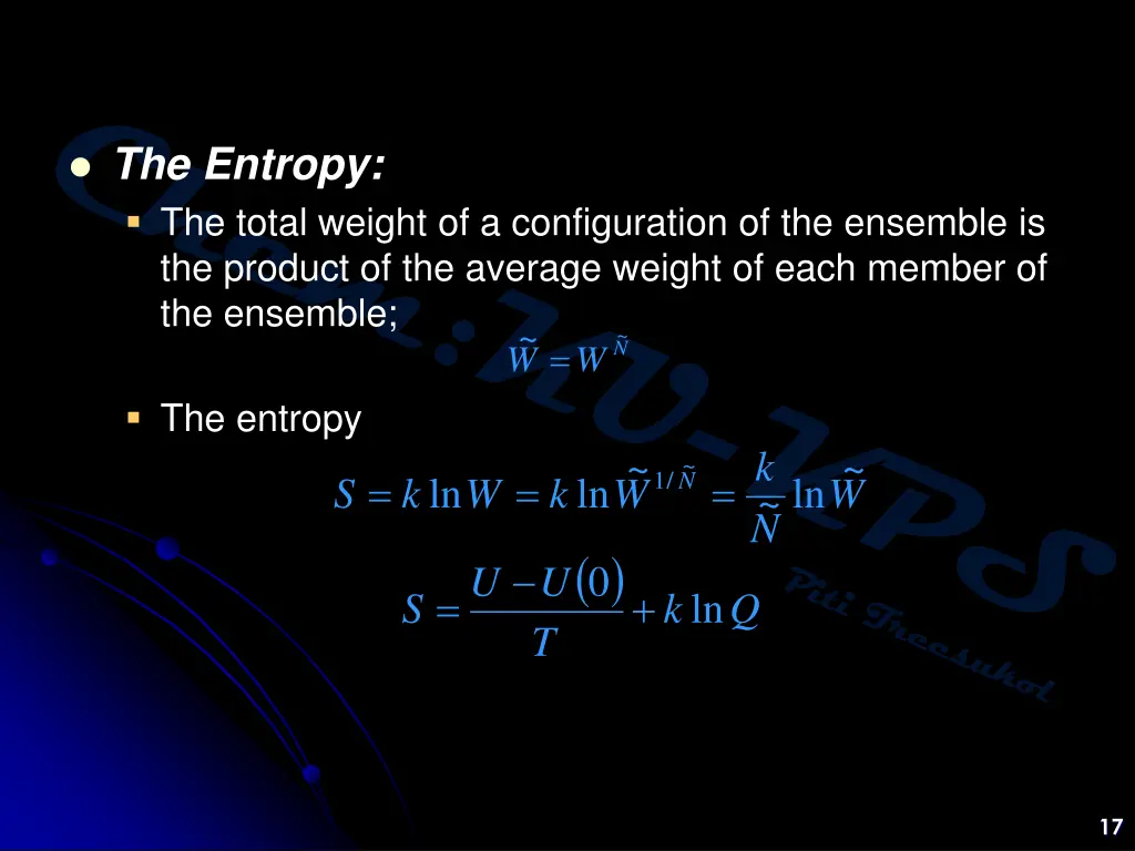 the entropy the total weight of a configuration