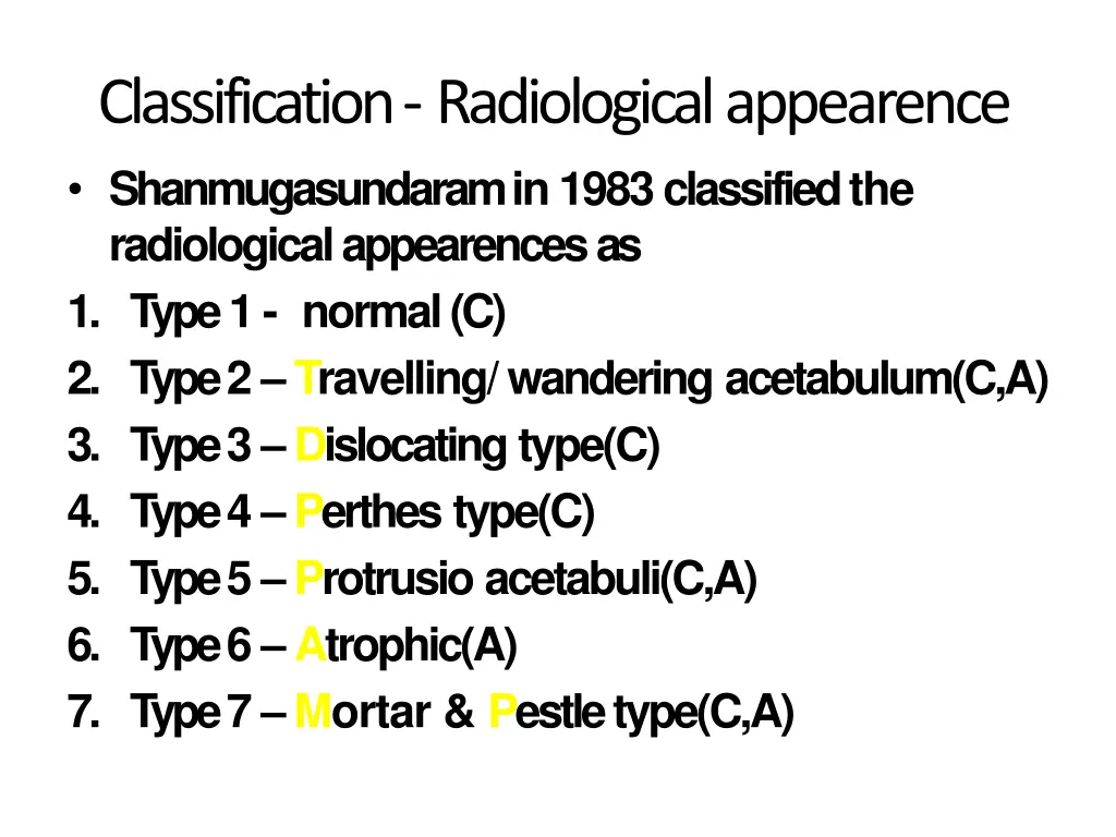 classification radiologicalappearence