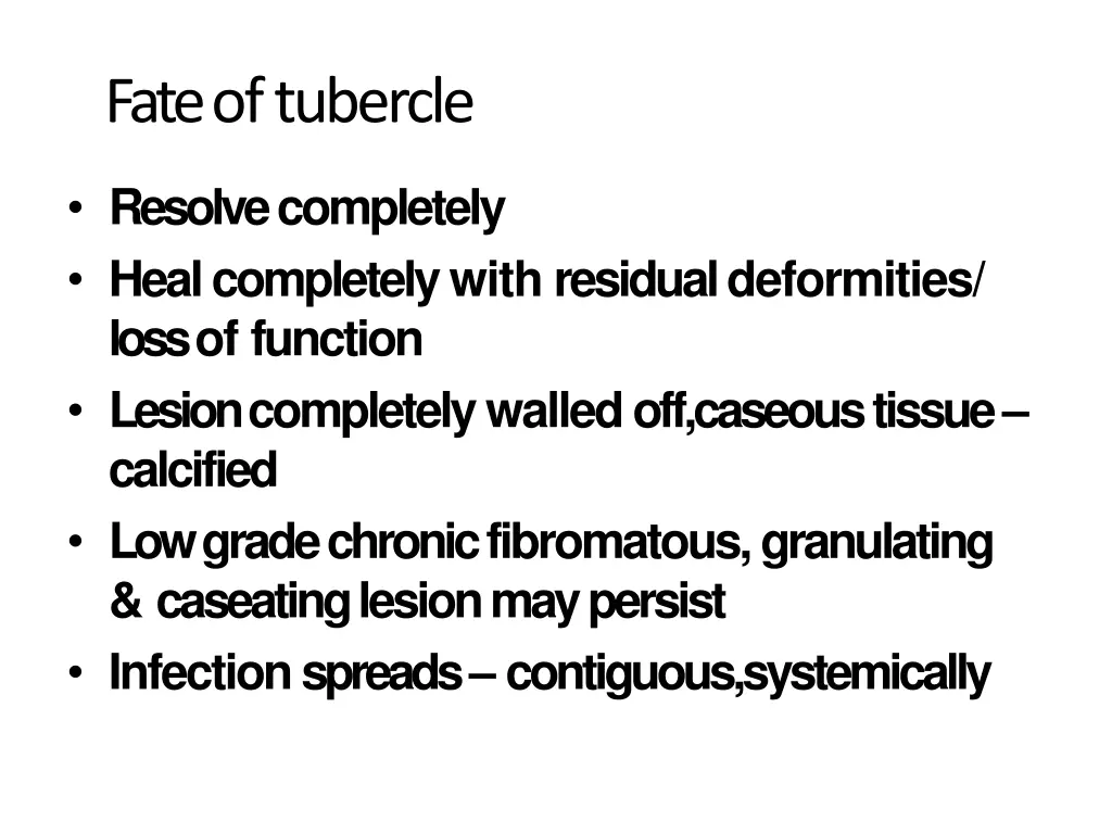 fate oftubercle
