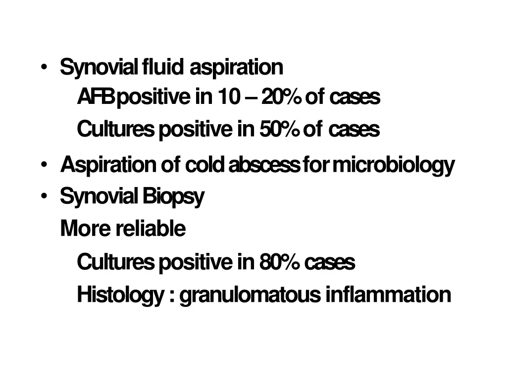 synovial fluid aspiration afb positive