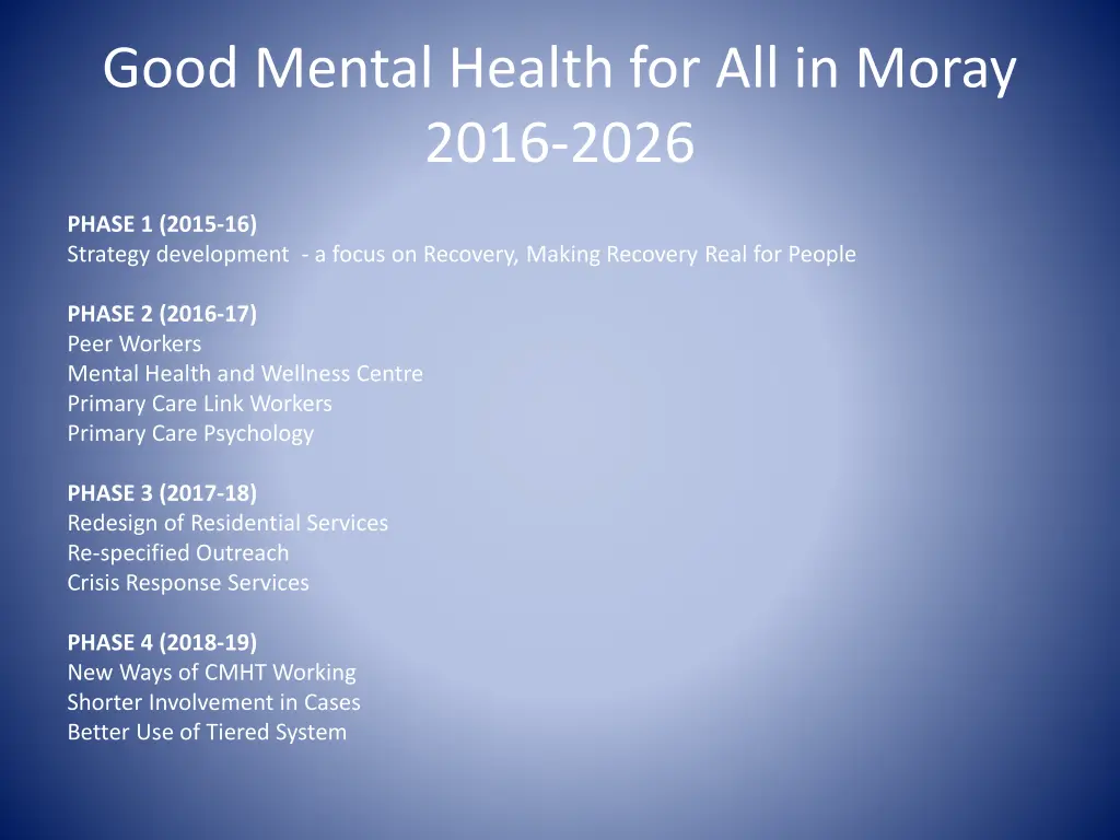 good mental health for all in moray 2016 2026