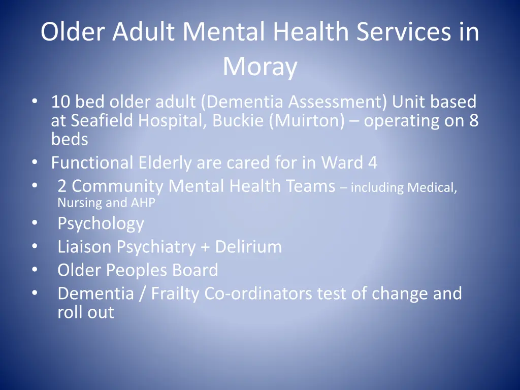 older adult mental health services in moray