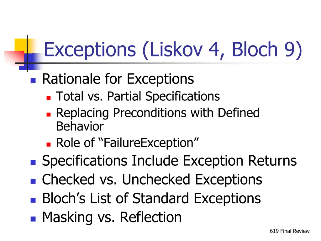 exceptions liskov 4 bloch 9