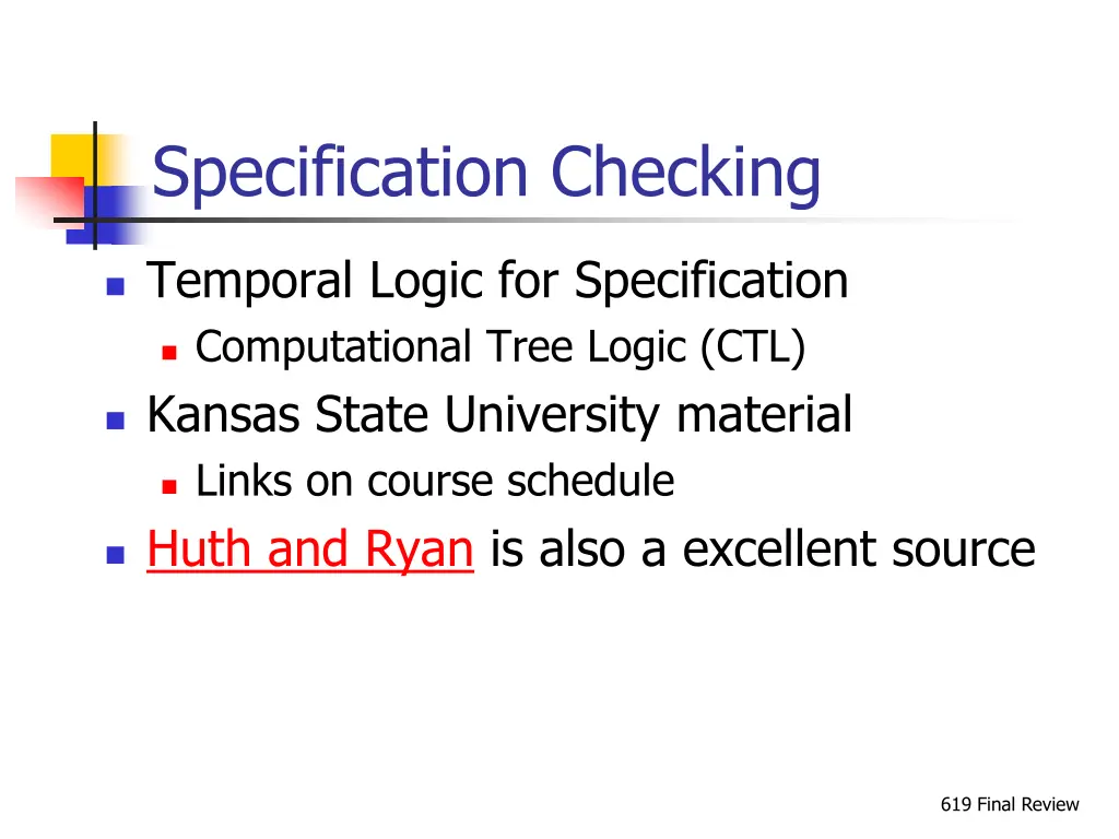 specification checking