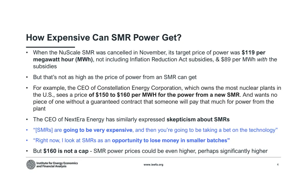 how expensive can smr power get