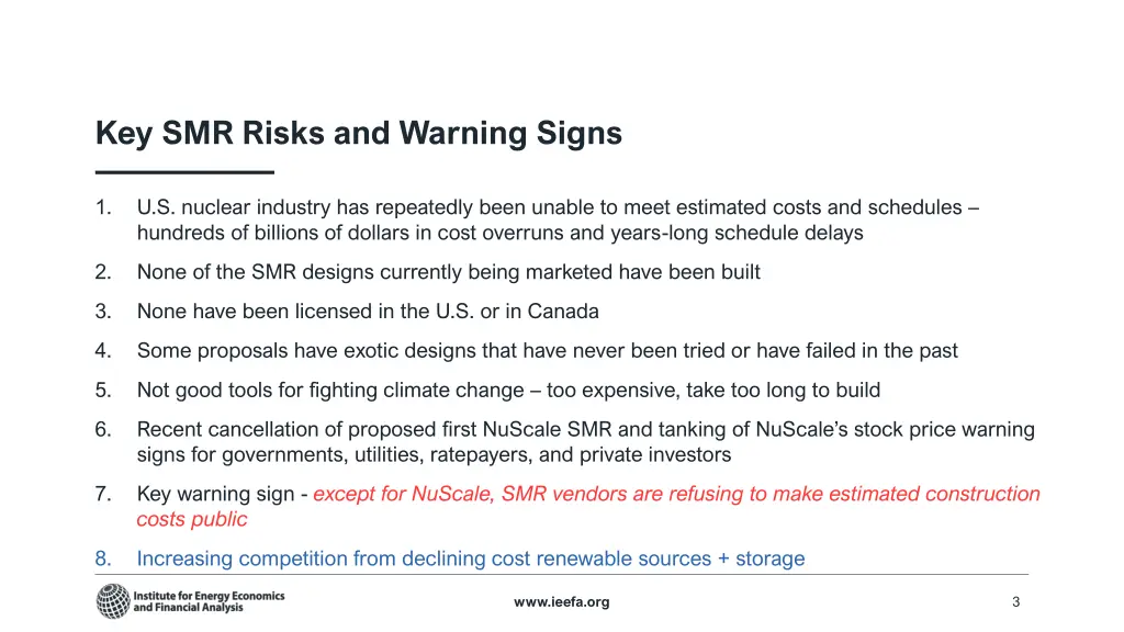 key smr risks and warning signs