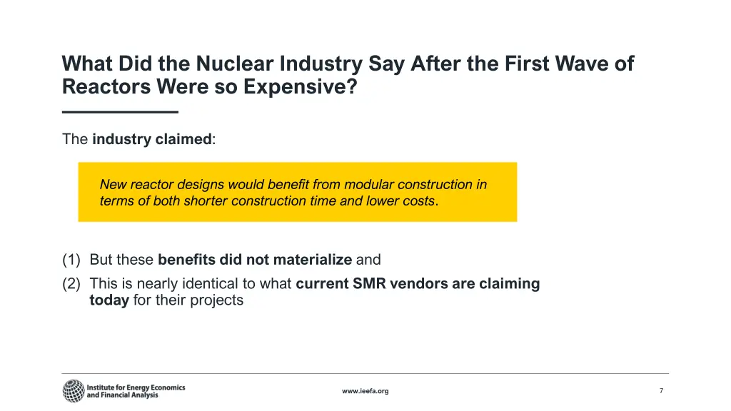 what did the nuclear industry say after the first