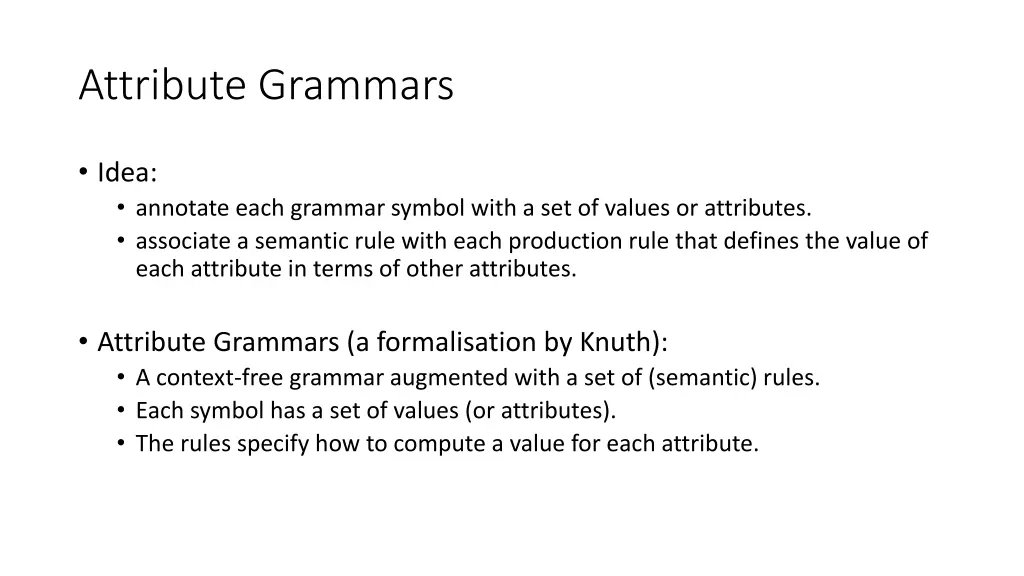 attribute grammars 1