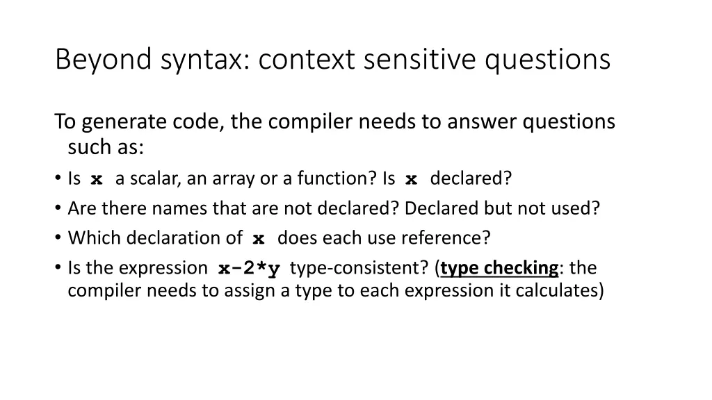 beyond syntax context sensitive questions