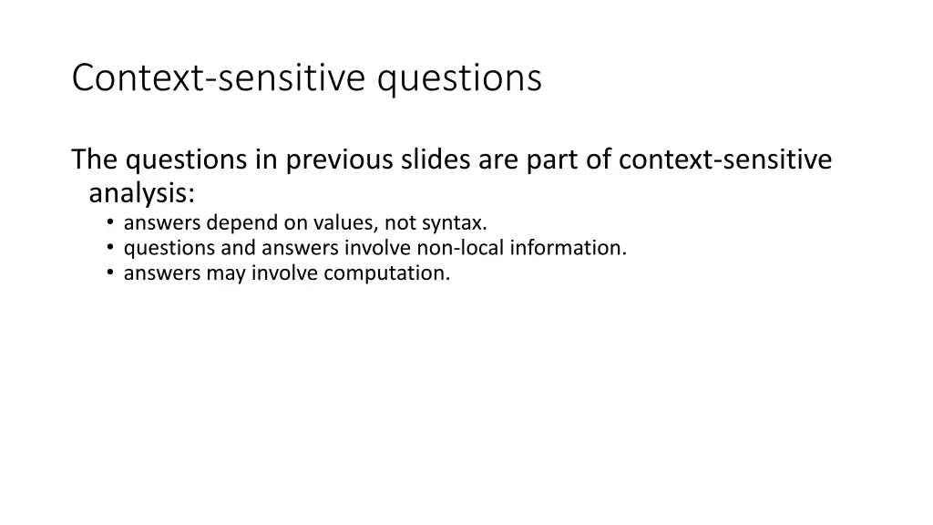 context sensitive questions