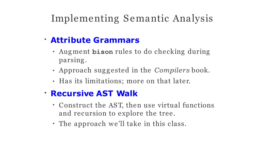 implementing semantic analysis