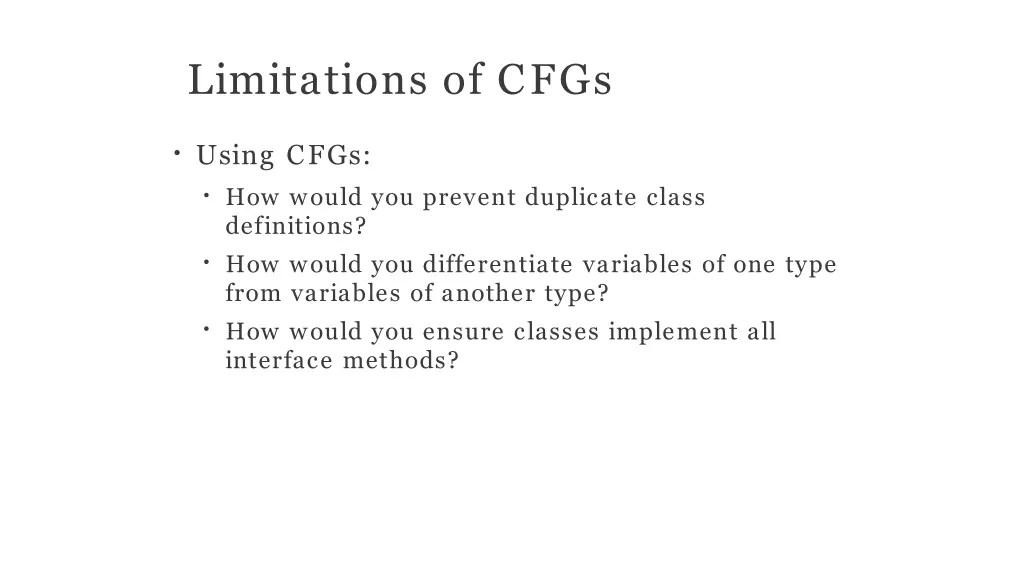 limitations of cfgs