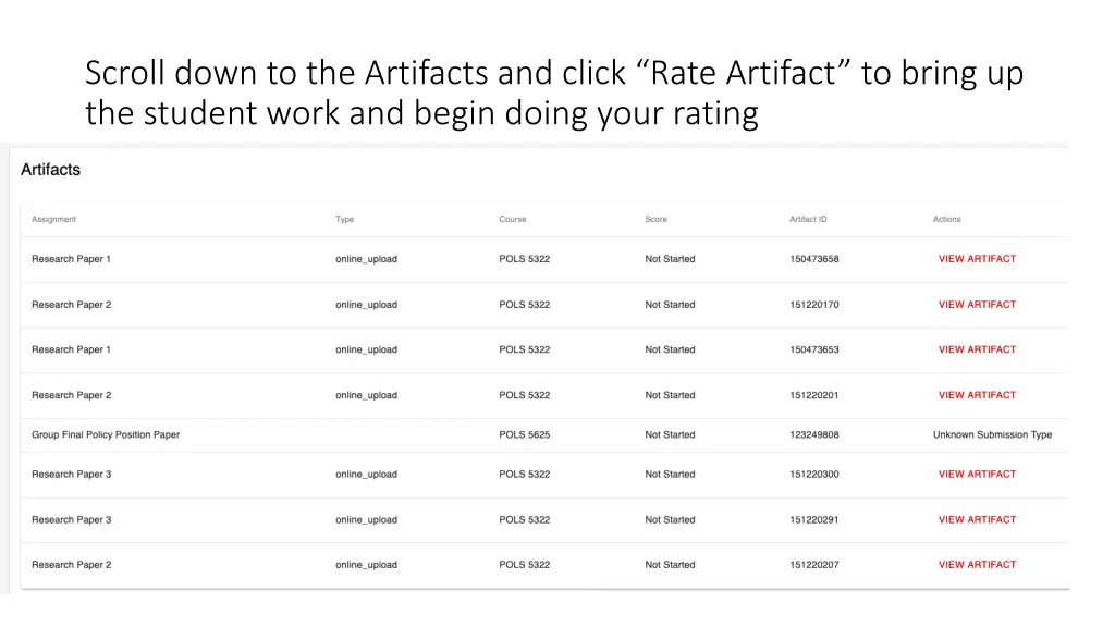 scroll down to the artifacts and click rate