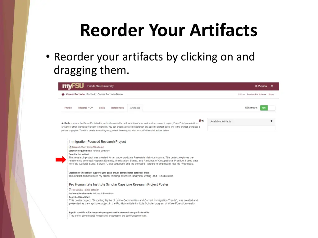 reorder your artifacts