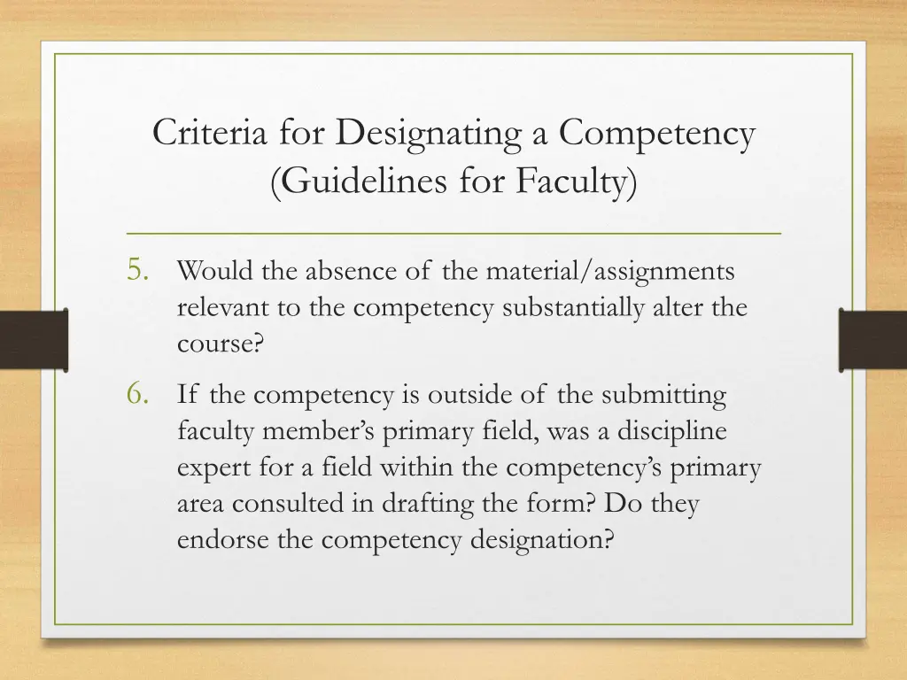 criteria for designating a competency guidelines 2