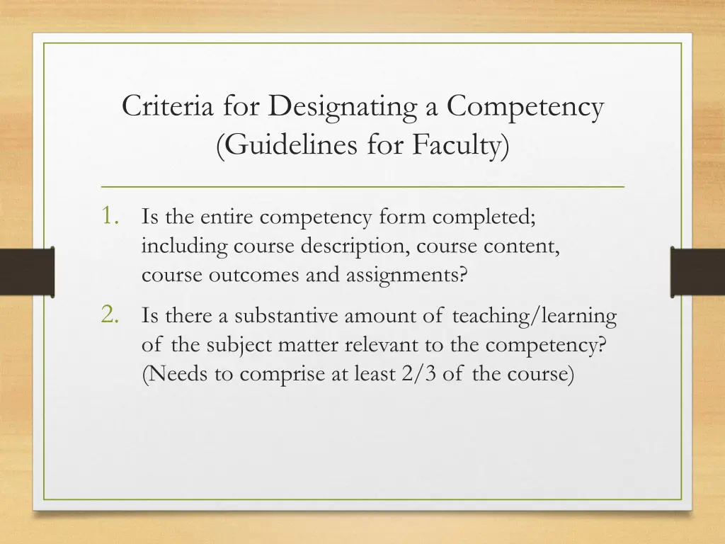 criteria for designating a competency guidelines