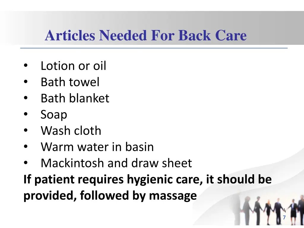 articles needed for back care