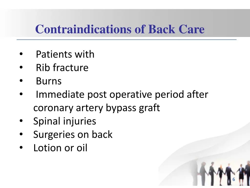 contraindications of back care