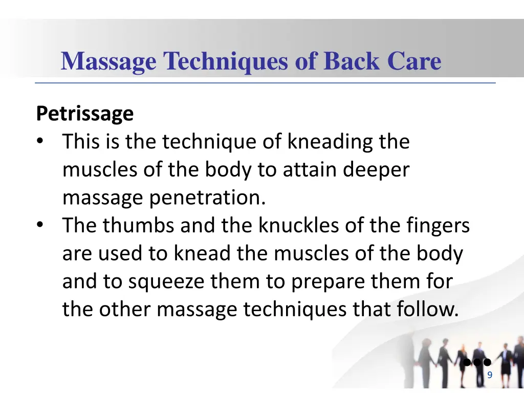 massage techniques of back care 1