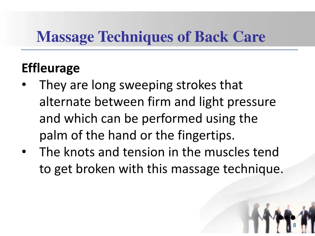 massage techniques of back care