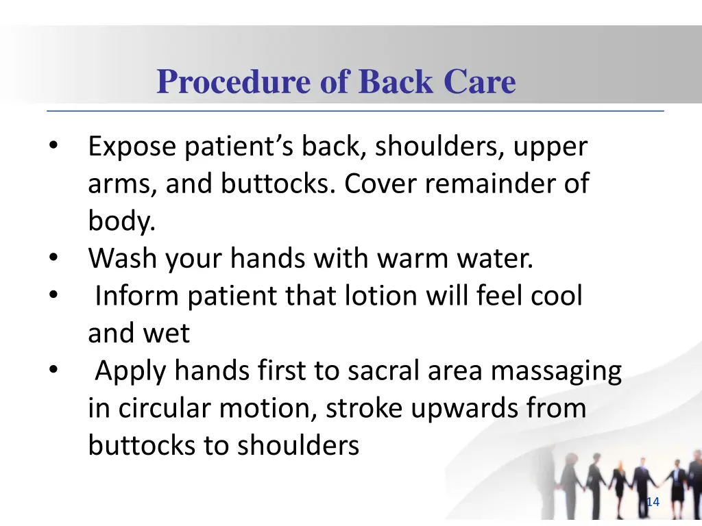 procedure of back care 1