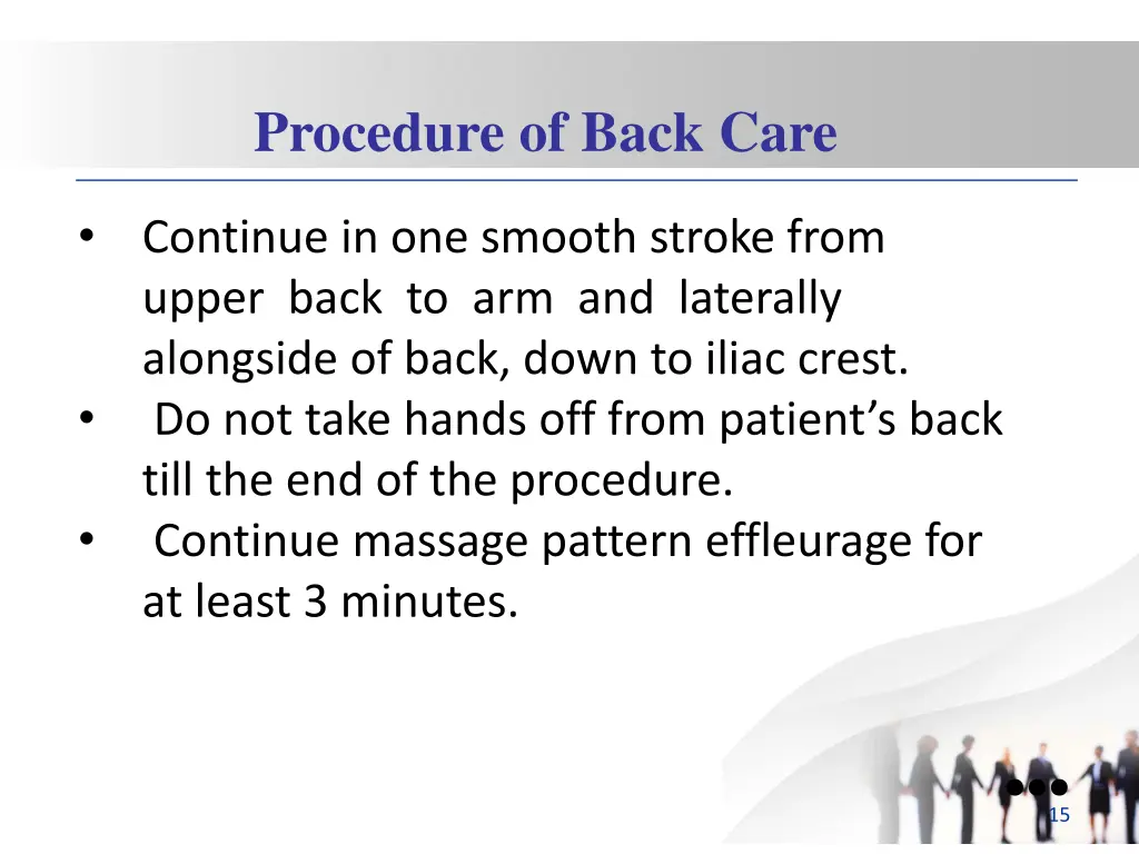 procedure of back care 2