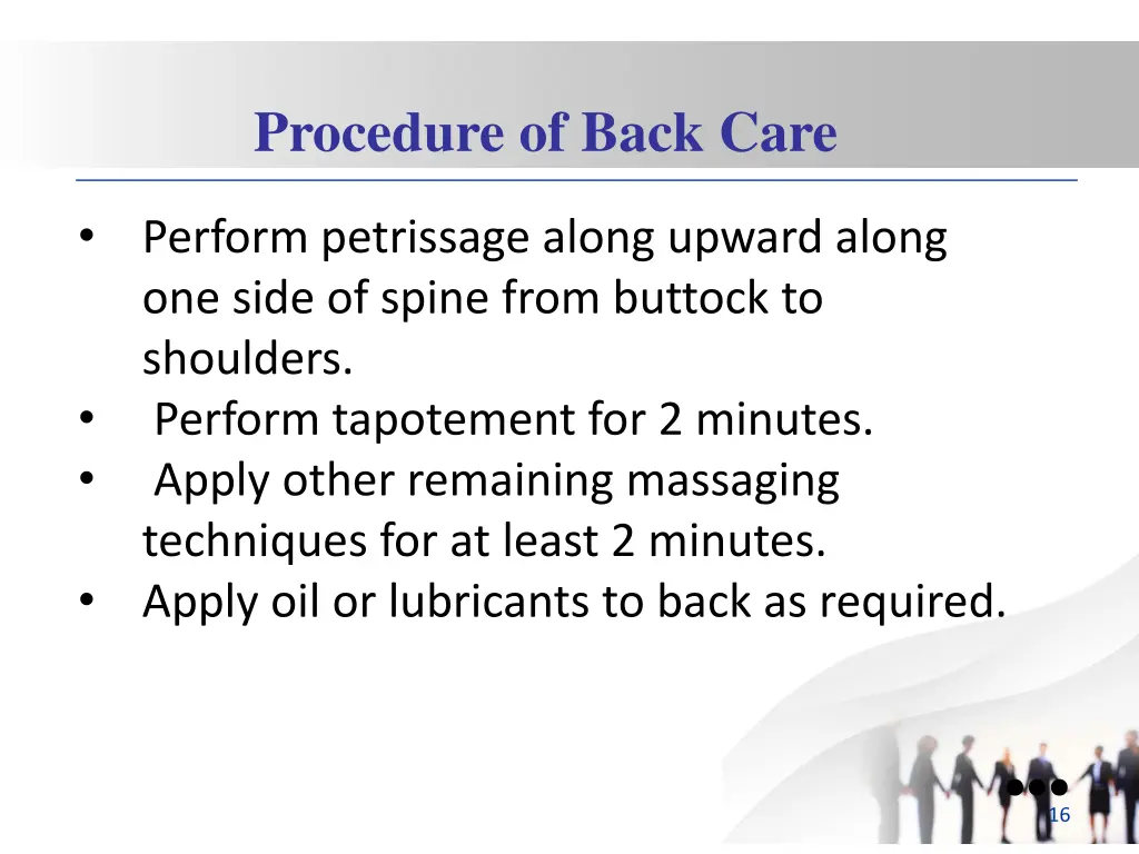 procedure of back care 3