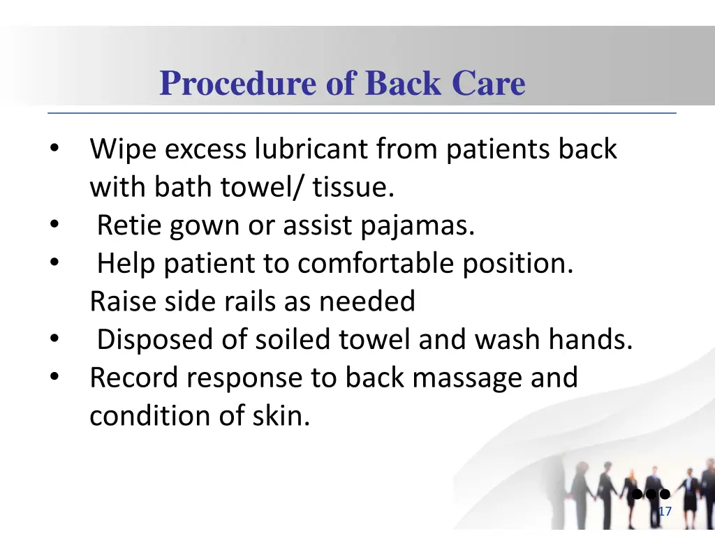 procedure of back care 4