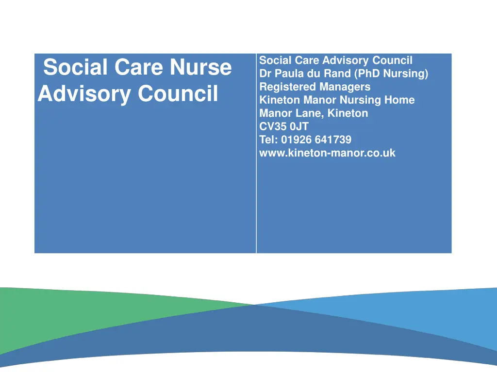 social care advisory council dr paula du rand