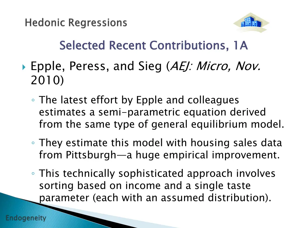 selected recent contributions 1a epple peress