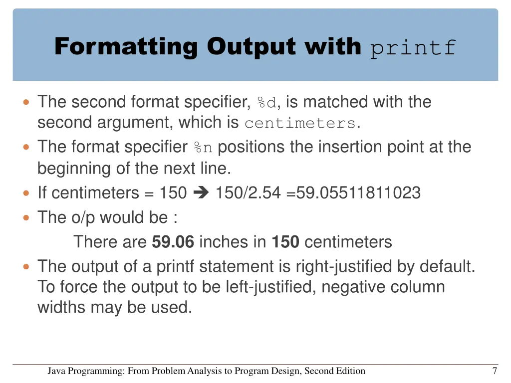 formatting output with printf 2