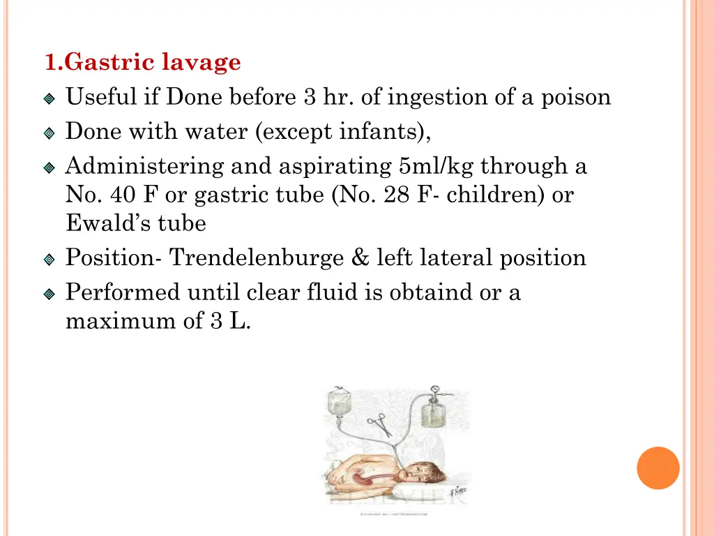 1 gastric lavage useful if done before