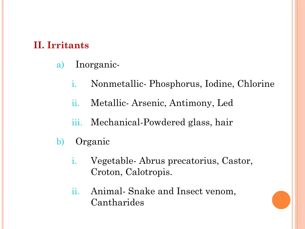 ii irritants