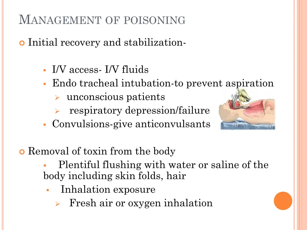 m anagement of poisoning